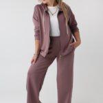Elegancki komplet dresowy damski plus size beżowy 44-52