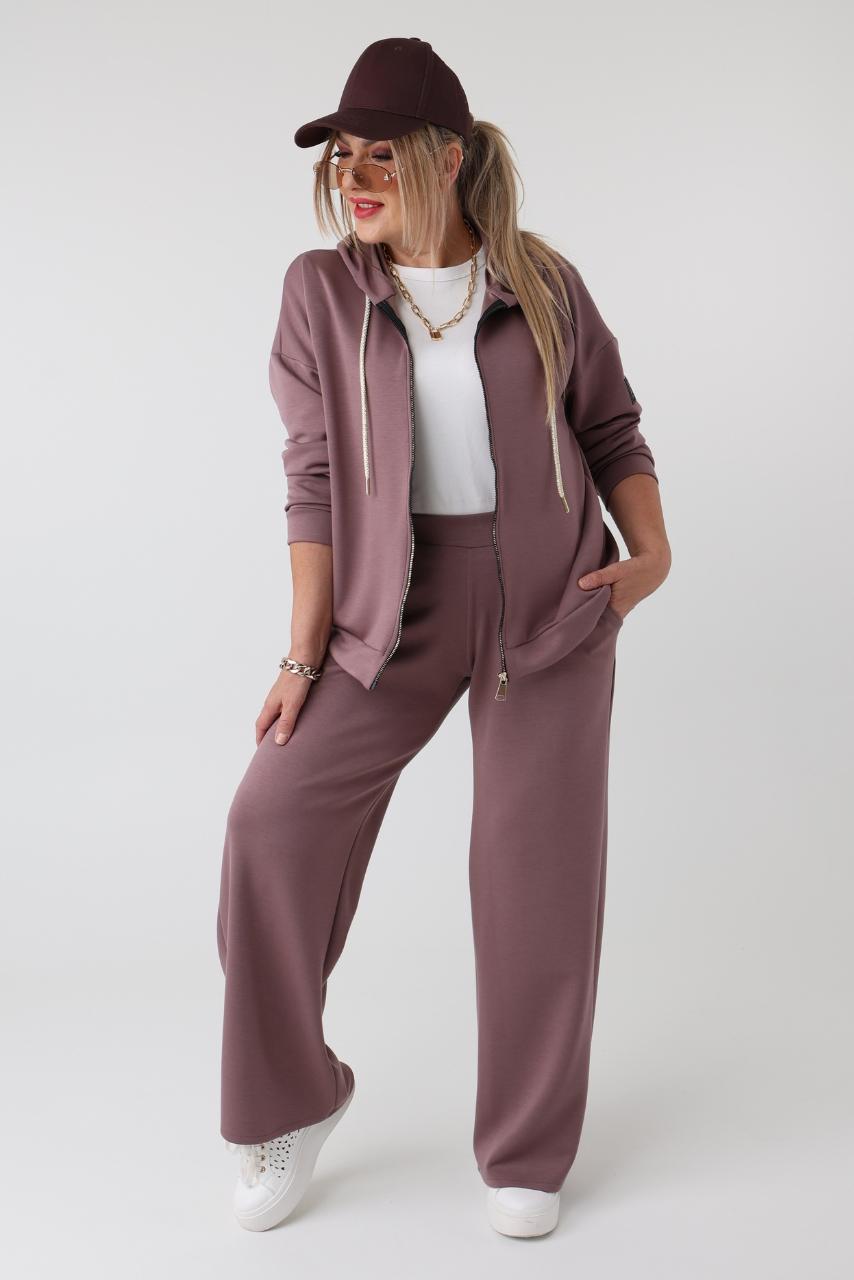 Elegancki komplet dresowy damski plus size beżowy 44-52