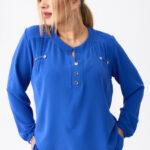 Elegancka bluzka koszulowa plus size niebieska 44-52