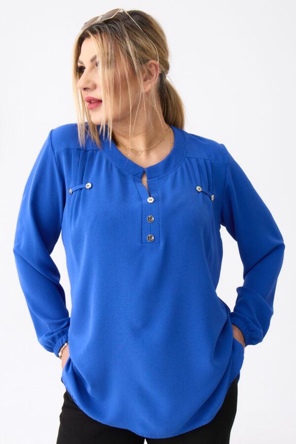 Elegancka bluzka koszulowa plus size niebieska 44-52