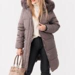 Płaszcz zimowy damski PLUS SIZE szary 42-52