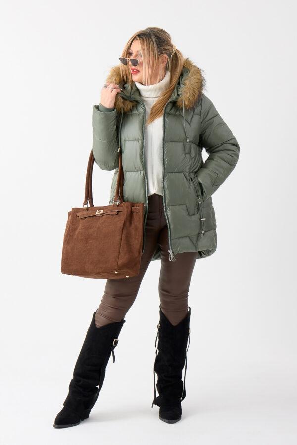Kurtka damska PLUS SIZE zimowa zielona 42-50