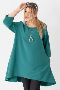 Asymetryczna tunika damska plus size morska zieleń 44-52