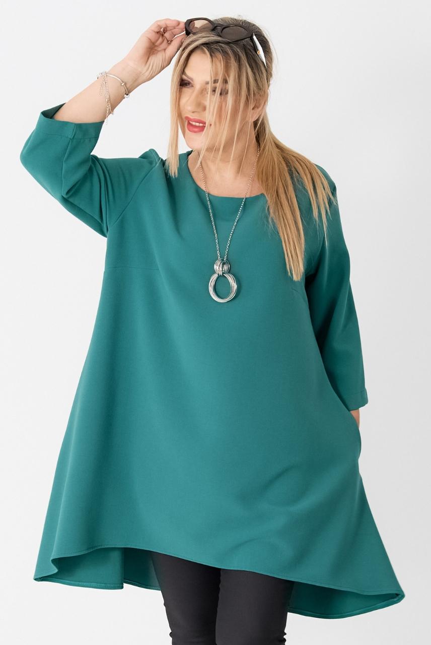 Asymetryczna tunika damska plus size morska zieleń 44-52