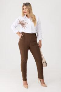 Eleganckie spodnie damskie PLUS SIZE jasny brąz 44-52