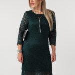 Sukienka koronkowa PLUS SIZE butelkowa zieleń 44-54