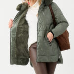 Zimowa kurtka z futerkiem XXL khaki 42-50