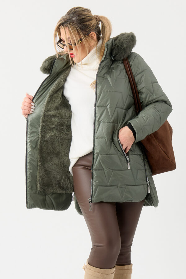 Zimowa kurtka z futerkiem XXL khaki 42-50