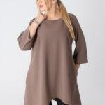 Asymetryczna tunika damska plus size brązowa 44-52