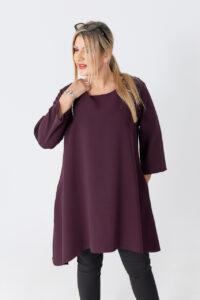 Asymetryczna tunika damska plus size śliwkowa 44-52