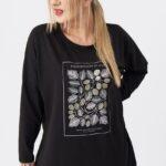 Bluzka damska dla puszystych czarna