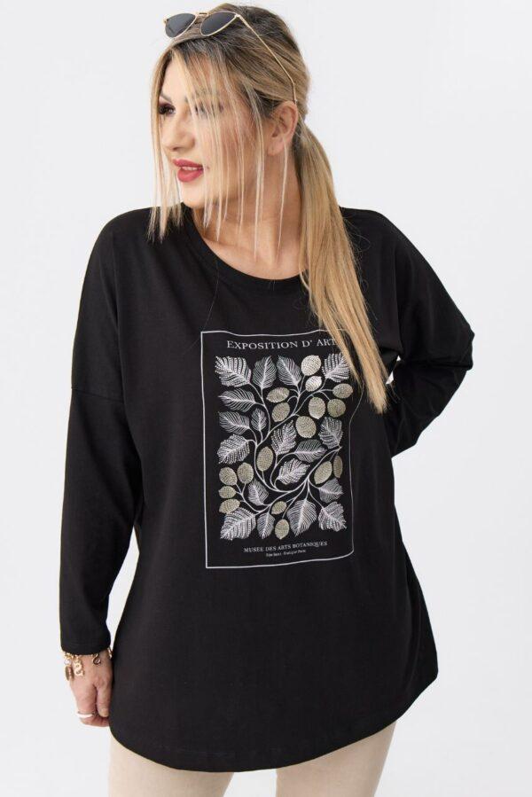 Bluzka damska dla puszystych czarna