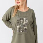 Bluzka damska dla puszystych khaki