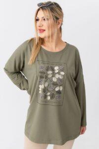 Bluzka damska dla puszystych khaki