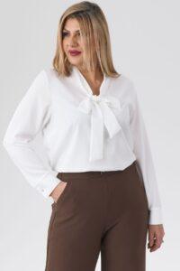 Elegancka biała bluzka plus size dla puszystych kobiet, rozmiary 44–54
