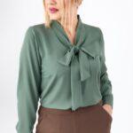 Elegancka zielona bluzka plus size dla puszystych kobiet, rozmiary 44–54