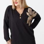 Bluzka z dekoltem v plus size czarna