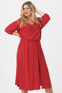 Brokatowa sukienka PLUS SIZE czerwona 44–52