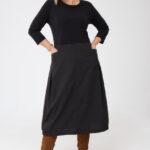 Czarna sukienka bombka plus size z kieszeniami