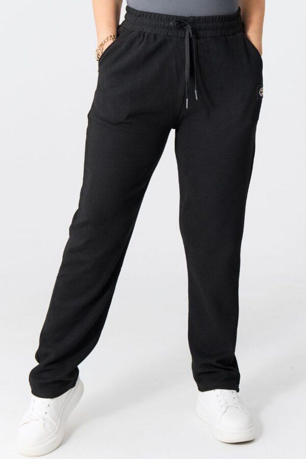 Czarne spodnie dresowe PLUS SIZE damskie ocieplane