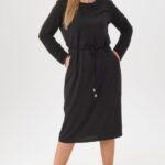 Czarna sukienka plus size na co dzień, sukienka duży rozmiar 44-52 dla puszystych kobiet