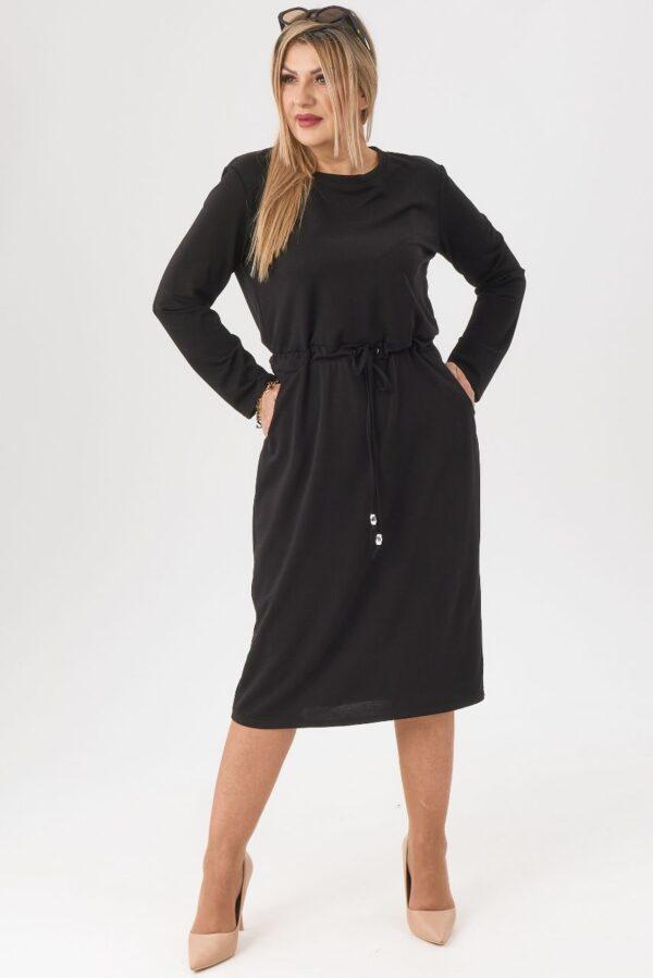 Czarna sukienka plus size na co dzień, sukienka duży rozmiar 44-52 dla puszystych kobiet