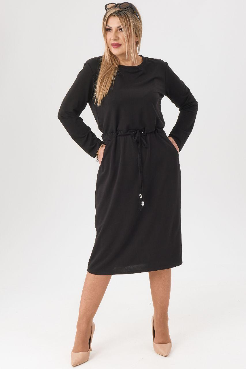 Czarna sukienka plus size na co dzień, sukienka duży rozmiar 44-52 dla puszystych kobiet