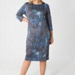 Granatowo-brązowa sukienka ołówkowa plus size we wzory 44-52