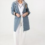 Wiosenna kurtka damska plus size morska z pepitką