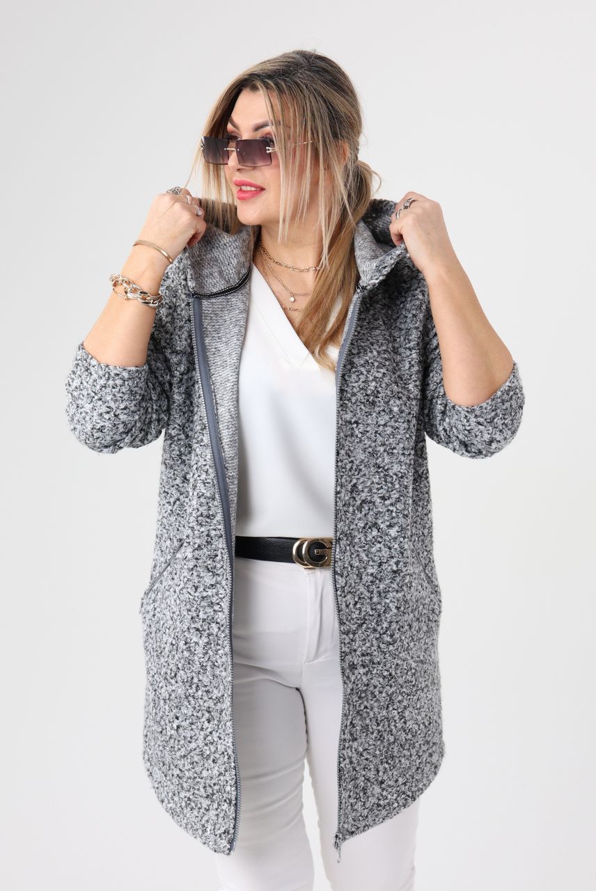 Kurtka parka dla puszystych czarna plus size