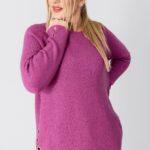 Sweter w dużym rozmiarze XXL prążkowany amarantowy