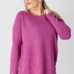 Sweter w dużym rozmiarze XXL prążkowany amarantowy