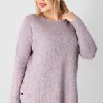 Sweter w dużym rozmiarze XXL prążkowany różowy