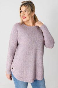 Sweter w dużym rozmiarze XXL prążkowany różowy