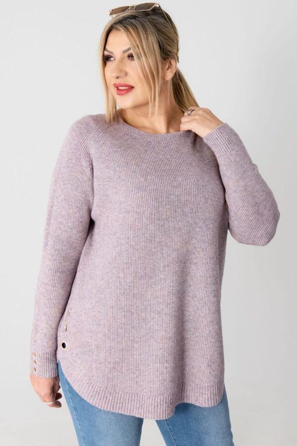 Sweter w dużym rozmiarze XXL prążkowany różowy