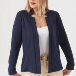 Narzutka gładka z kołnierzem granatowa