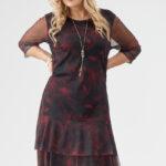 Elegancka siateczkowa sukienka plus size z falbankami, sukienka duży rozmiar XXL dla puszystych kobiet