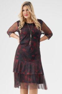 Elegancka siateczkowa sukienka plus size z falbankami, sukienka duży rozmiar XXL dla puszystych kobiet