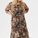 Elegancka siateczkowa sukienka plus size z falbankami, sukienka duży rozmiar XXL dla puszystych kobiet