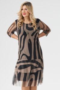 Elegancka siateczkowa sukienka plus size z falbankami, sukienka duży rozmiar XXL dla puszystych kobiet