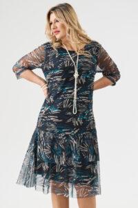 Elegancka siateczkowa sukienka plus size z falbankami, sukienka duży rozmiar XXL dla puszystych kobiet