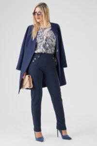 Eleganckie spodnie plus size w dużym rozmiarze granatowe