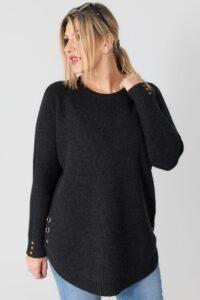 Sweter w dużym rozmiarze XXL prążkowany czarny