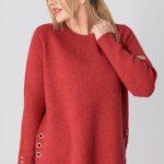 Sweter w dużym rozmiarze XXL prążkowany czerwony