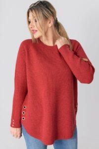 Sweter w dużym rozmiarze XXL prążkowany czerwony