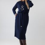 Granatowa sukienka plus size na co dzień, sukienka duży rozmiar 44-52 dla puszystych kobiet
