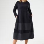 Elegancka sukienka w literę A duży rozmiar XXL czarna midi