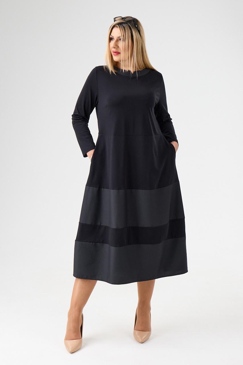 Elegancka sukienka w literę A duży rozmiar XXL czarna midi