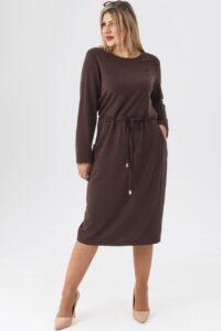 Brązowa sukienka plus size na co dzień, sukienka duży rozmiar 44-52 dla puszystych kobiet
