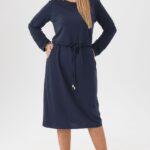 Granatowa sukienka plus size na co dzień, sukienka duży rozmiar 44-52 dla puszystych kobiet